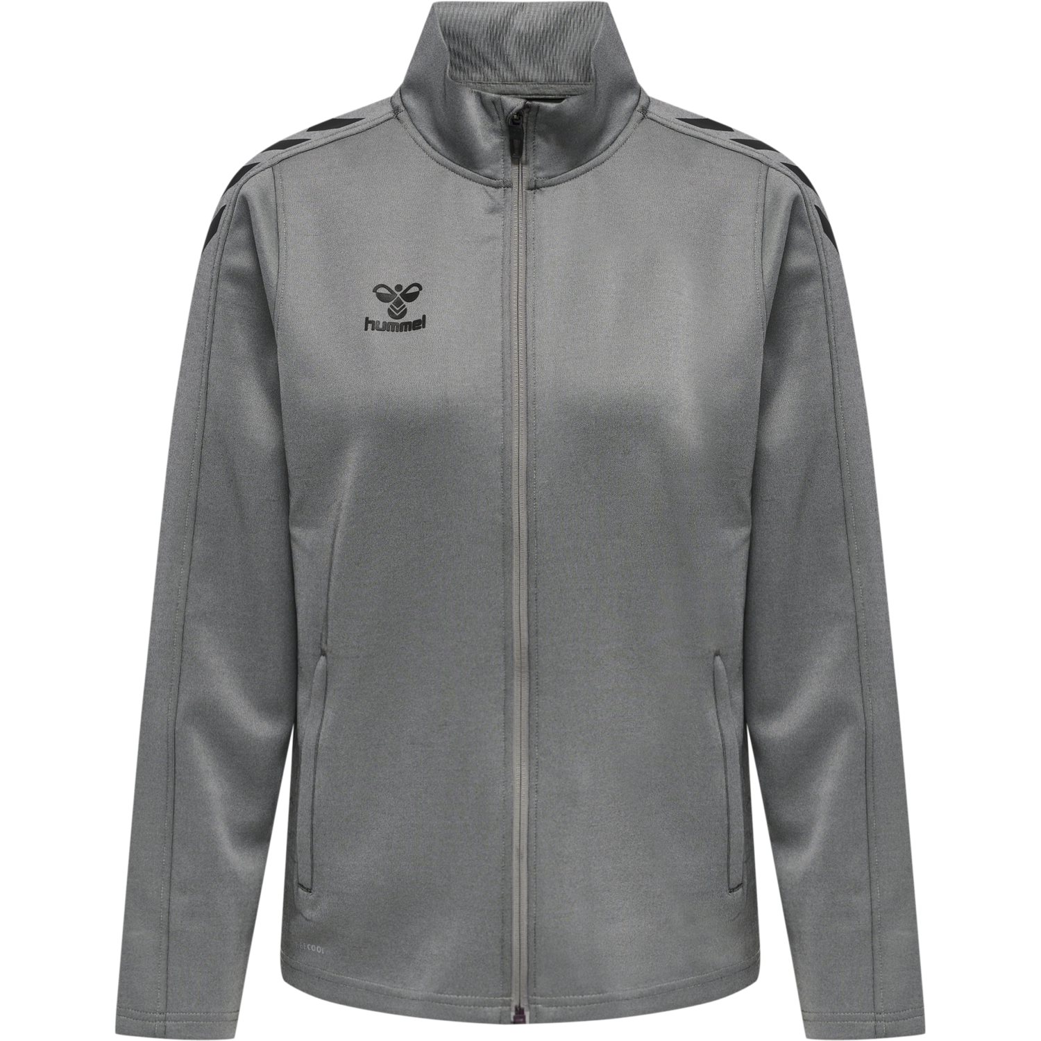 hmlCORE XK POLY ZIP SWEAT WOMAN, GREY MELANGE, packshot