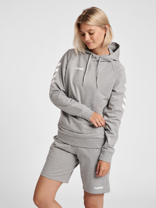 HUMMEL GO COTTON HOODIE WOMAN, GREY MELANGE, model