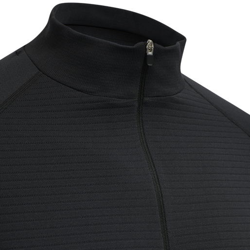 hmlSTROKE SEAMLESS HALF ZIP, BLACK, packshot