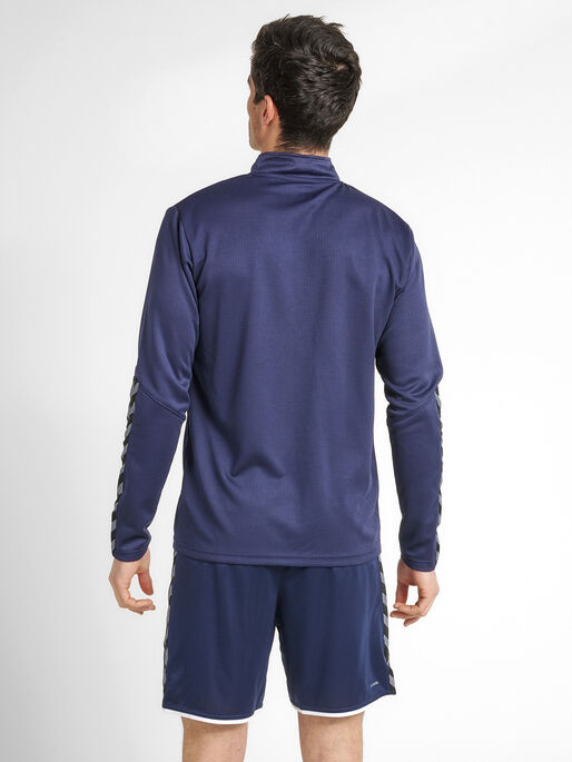 hmlAUTHENTIC HALF ZIP SWEATSHIRT, MARINE, model