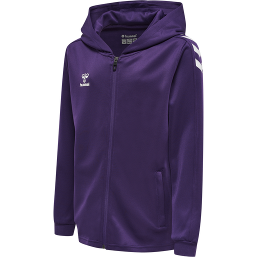 hmlCORE XK POLY ZIP HOOD SWEAT KIDS, ACAI, packshot