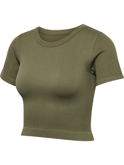 hmlPULSE SEAMLESS RIB W T-SHIRT S/S, DUSTY OLIVE, packshot