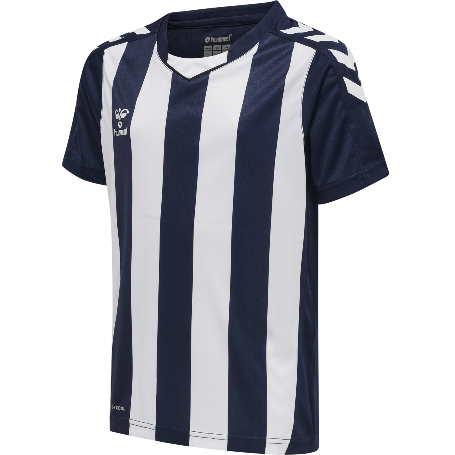 hmlCORE XK STRIPED JERSEY S/S KIDS, MARINE/WHITE, packshot