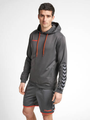 hmlAUTHENTIC POLY HOODIE, ASPHALT, model