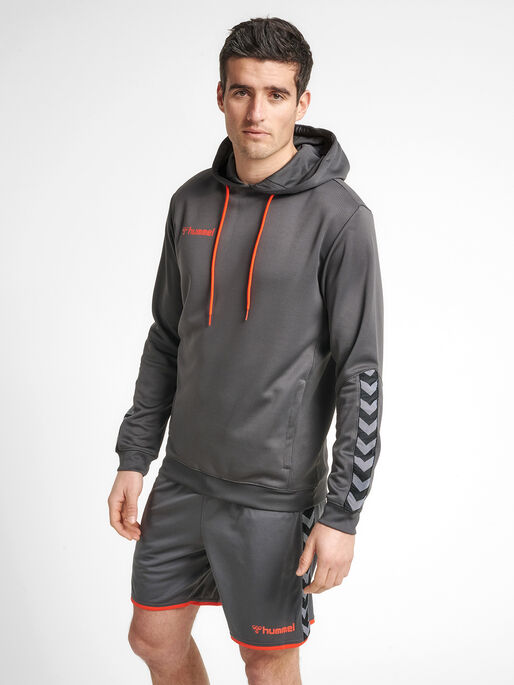 hmlAUTHENTIC POLY HOODIE, ASPHALT, model