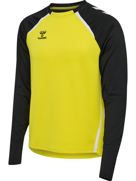 hmlLEAD 2.0 CREW SWEAT, BLAZING YELLOW/BLACK, packshot