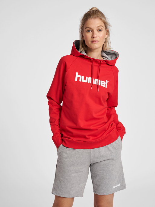 hummel GO COTTON LOGO HOODIE WOMAN - TRUE RED