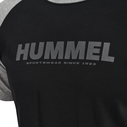 hmlLEGACY BLOCKED T-SHIRT, BLACK/GREY MELANGE, packshot