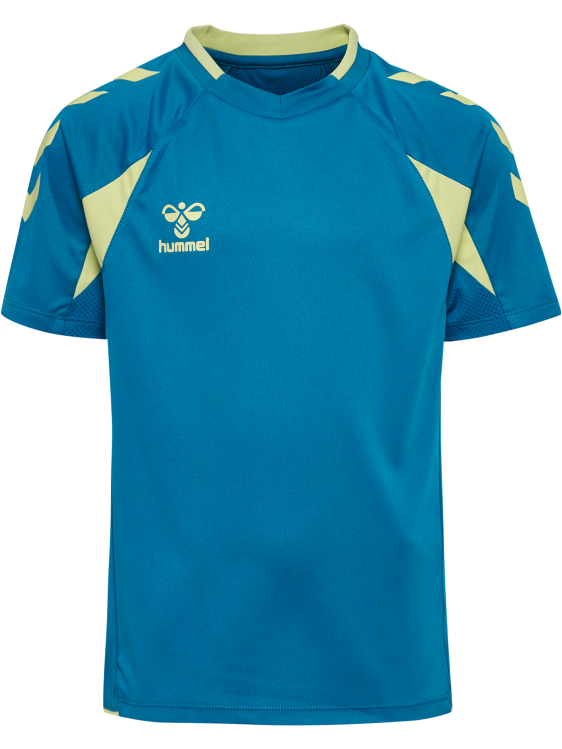 hmlCORE 2.0 JERSEY S/S KIDS, CELESTIAL/PALE LIME YELLOW, packshot