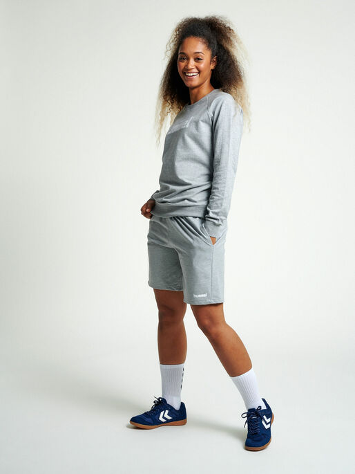 HUMMEL GO COTTON LOGO SWEATSHIRT WOMAN, GREY MELANGE, model
