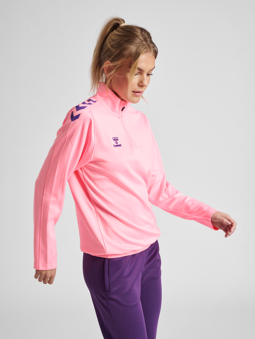 hmlCORE XK HALF ZIP SWEAT WOMAN, COTTON CANDY, model