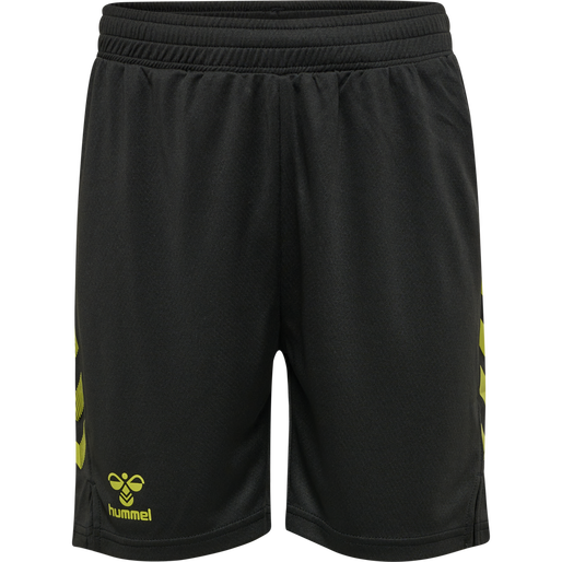 hmlONGRID POLY SHORTS KIDS, JET BLACK/DARK CITRON, packshot