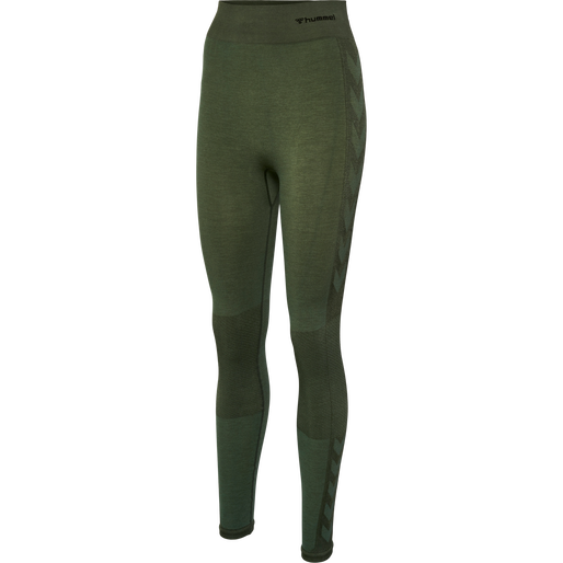 hmlCLEA SEAMLESS MID WAIST TIGHTS, CLIMBING IVY/BEETLE MELANGE, packshot