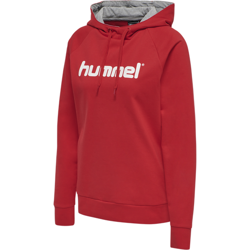 HUMMEL GO COTTON LOGO HOODIE WOMAN, TRUE RED, packshot