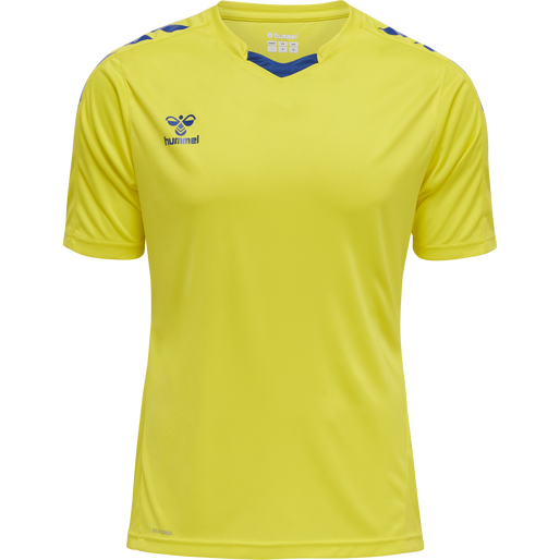 hmlCORE XK POLY JERSEY S/S, BLAZING YELLOW/TRUE BLUE, packshot