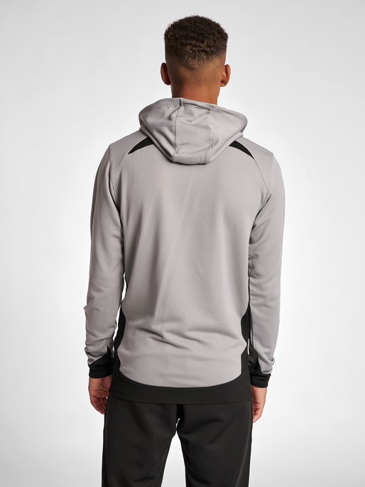 hmlLEAD POLY HOODIE, GREY MELANGE, model