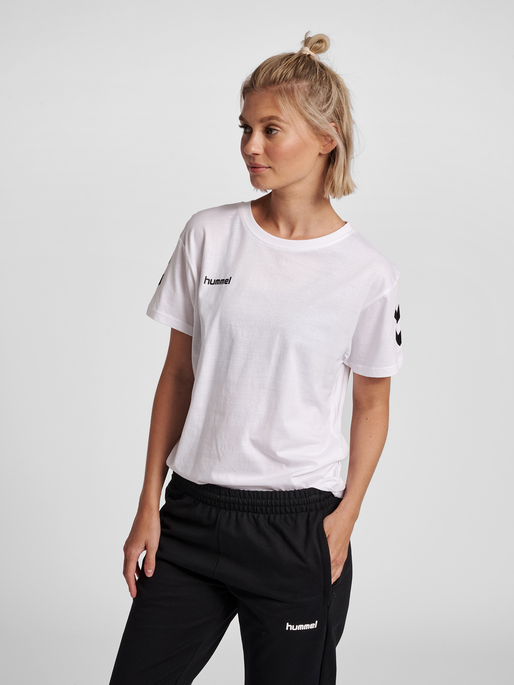 HUMMEL GO COTTON T-SHIRT WOMAN S/S, WHITE, model