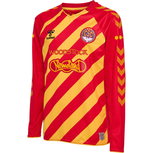 hmlCSC 19/20 KIDS HOME JERSEY LS, TRUE RED/SPORTS YELLOW W/SPONS, packshot