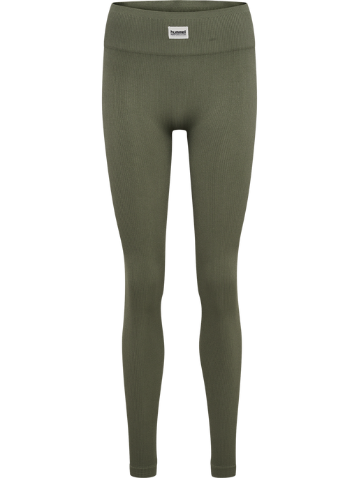hmlPULSE SEAMLESS RIB MW TIGHTS, DUSTY OLIVE hmlPULSE SEAMLESS RIB MW TIGHTS, DUSTY OLIVE, packshot