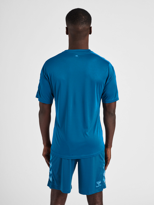 hmlCORE XK STRIPED JERSEY S/S, BLUE CORAL, model