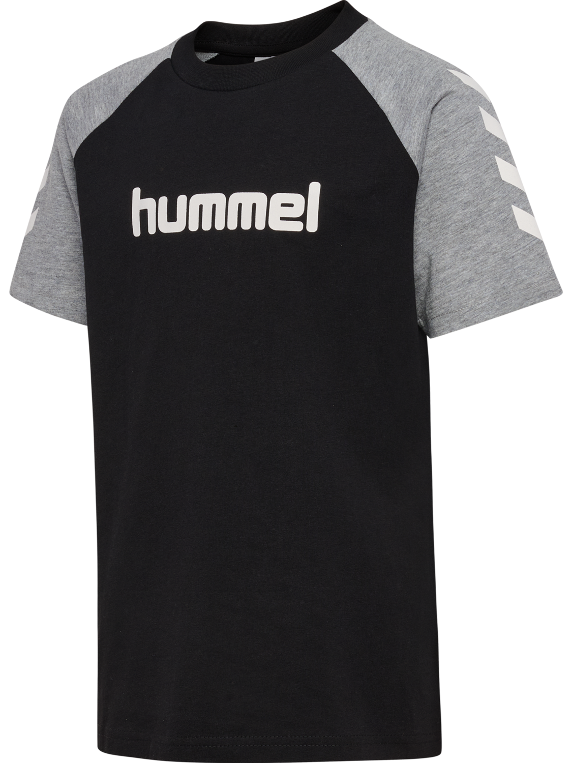 hmlJR LOGO T-SHIRT S/S, BLACK/GREY MELANGE, packshot