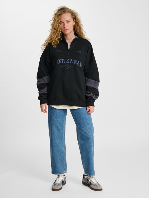 hmlOVERSIZED HALFZIP SW, BLACK/EBONY, model