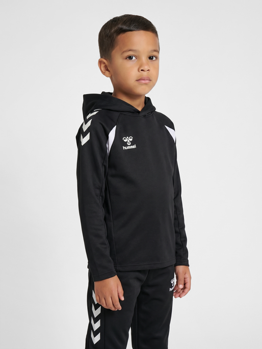 hmlCORE 2.0 HOODIE KIDS, BLACK/WHITE, model
