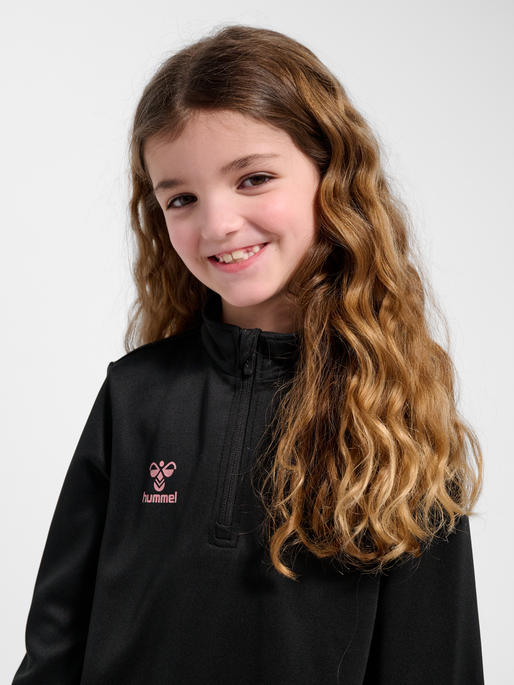 hmlSHIMMER HALF ZIP KIDS, BLACK/BRIDAL ROSE, model