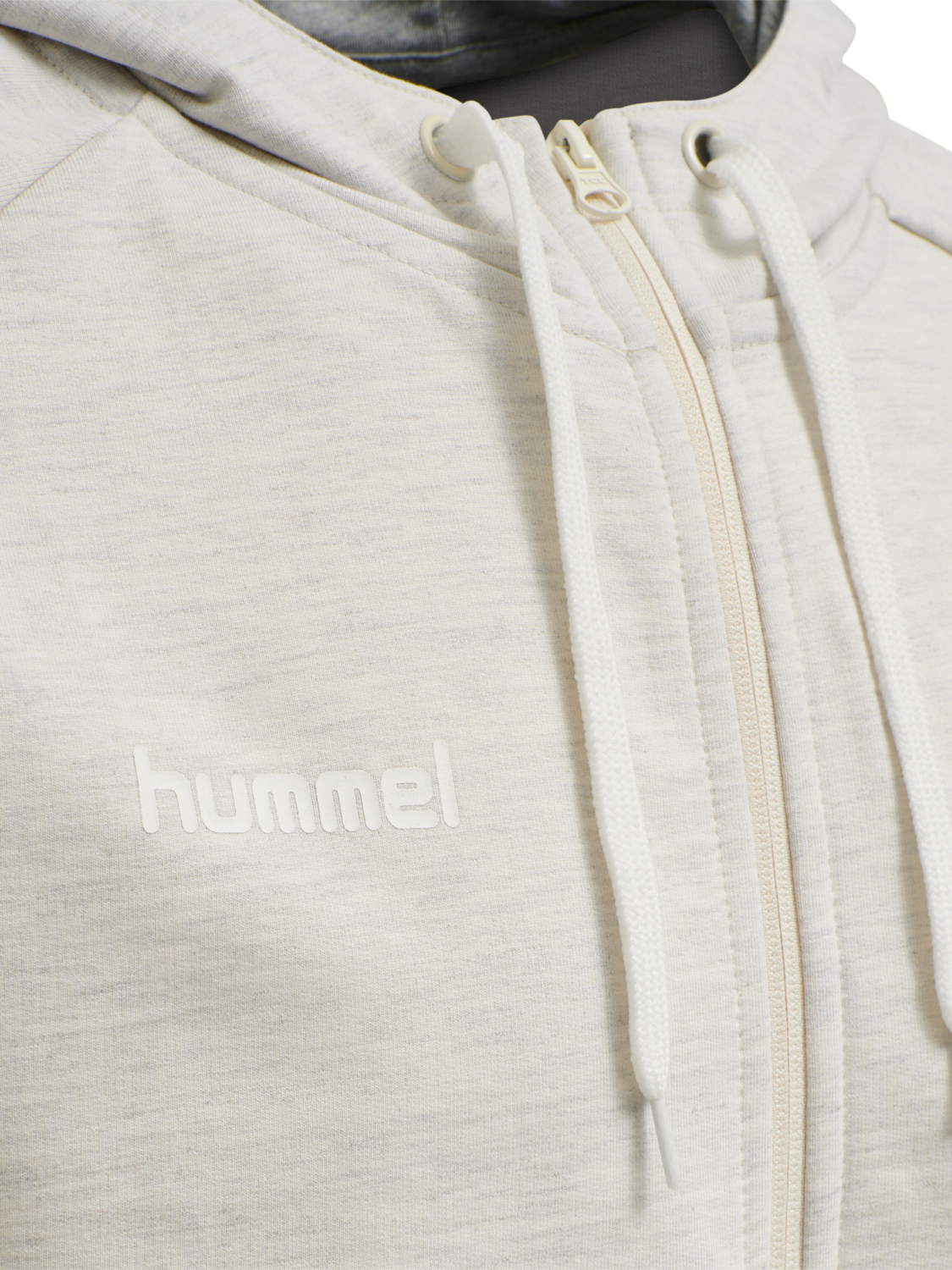 HUMMEL GO COTTON ZIP HOODIE, EGRET MELANGE, packshot