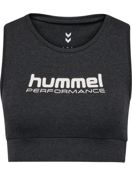 hmlPULSE LOGO LIGHT SUPPORT BRA, BLACK MELANGE hmlPULSE LOGO LIGHT SUPPORT BRA, BLACK MELANGE, packshot
