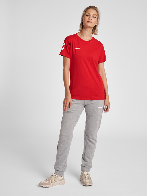 HUMMEL GO COTTON T-SHIRT WOMAN S/S, TRUE RED, model
