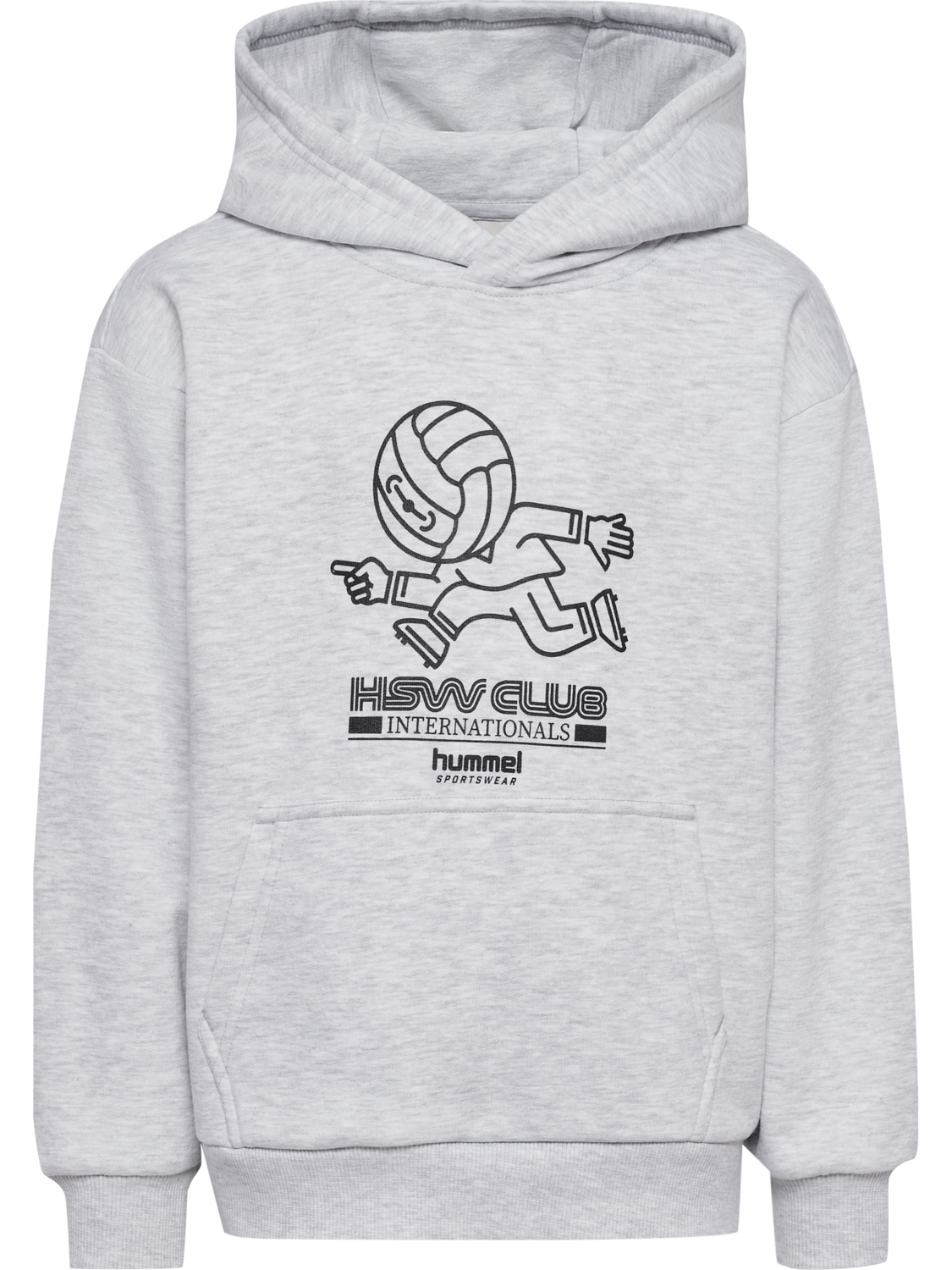 hmlJR LOOSE HOODIE HEADBALL, LIGHT GREY MELANGE, packshot