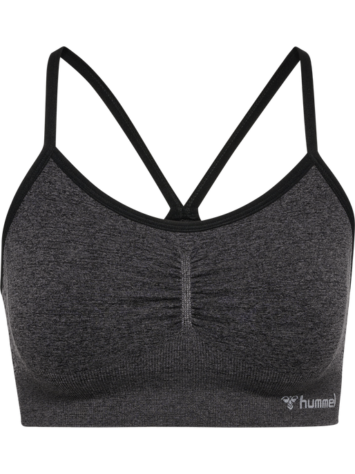 hmlCI SEAMLESS SCRUNCH SPORTS BRA, BLACK MELANGE hmlCI SEAMLESS SCRUNCH SPORTS BRA, BLACK MELANGE, packshot