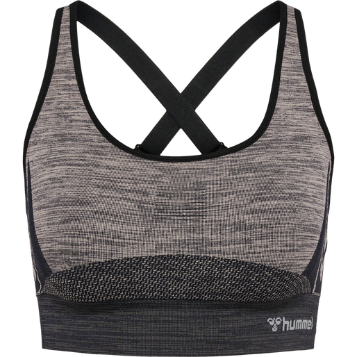 hmlCLEA SEAMLESS  SPORTS TOP, CHATEAU GRAY/BLACK MELANGE, packshot