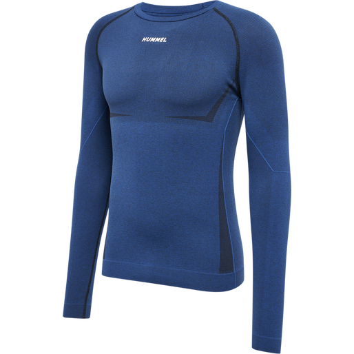 hmlTE MIKE SEAMLESS T-SHIRT L/S, INSIGNIA BLUE/BLACK MELANGE, packshot