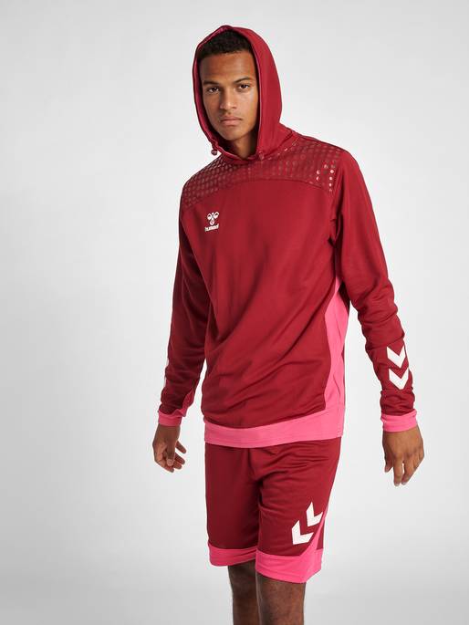 hmlLEAD POLY HOODIE, BIKING RED, model