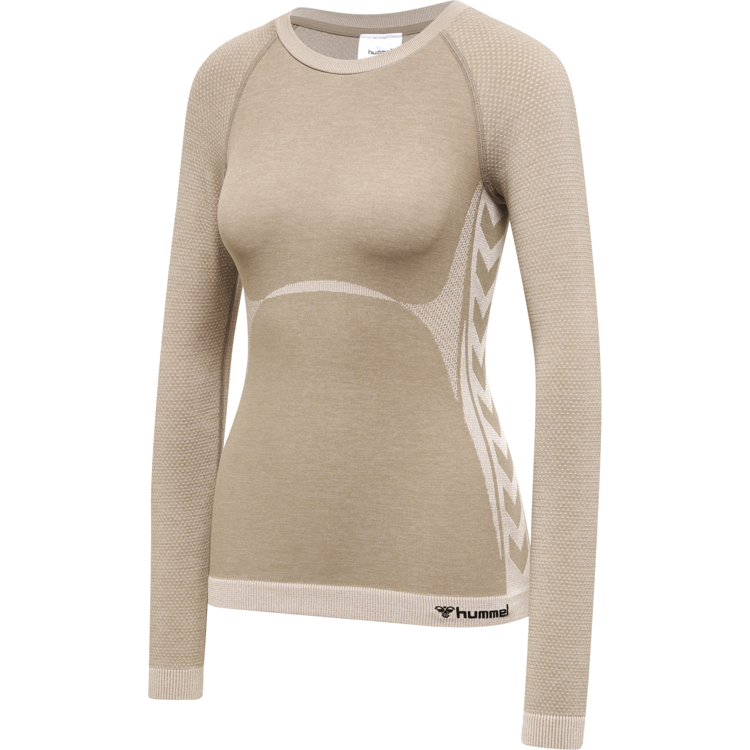hmlCLEA SEAMLESS TIGHT T-SHIRT L/S, CHATEAU GRAY/DRIFTWOOD MELANGE, packshot