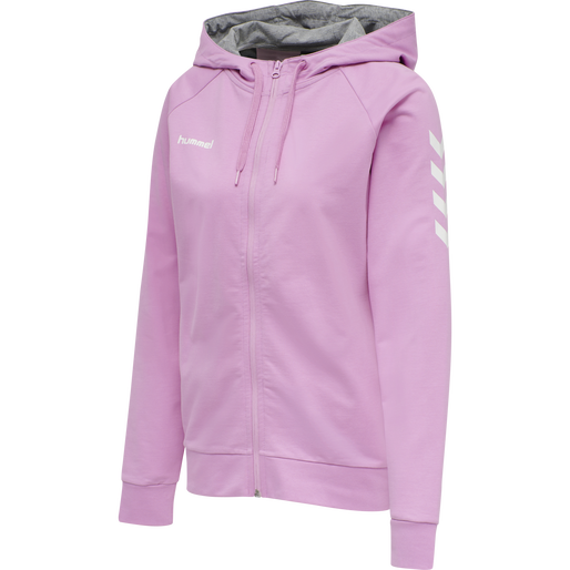 HUMMEL GO COTTON ZIP HOODIE WOMAN, ORCHID, packshot
