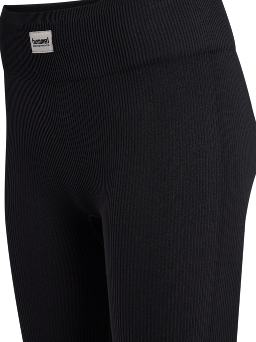 hmlPULSE SEAMLESS RIB MW TIGHTS, BLACK, packshot