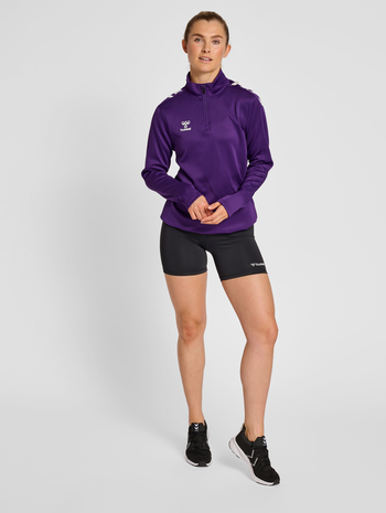 hmlCORE XK HALF ZIP SWEAT WOMAN, ACAI, model