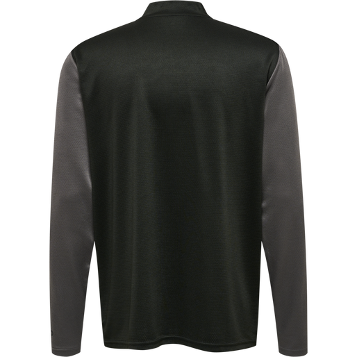hmlONGRID 1/2 ZIP POLY SWEAT, JET BLACK/FORGED IRON, packshot