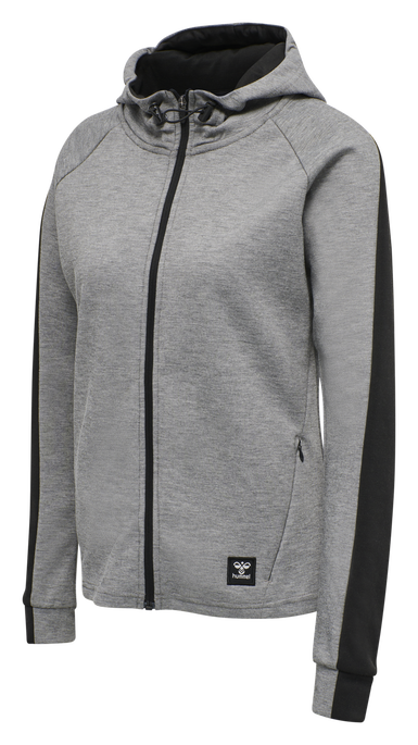 hmlESSI ZIP HOODIE, GREY MELANGE, packshot