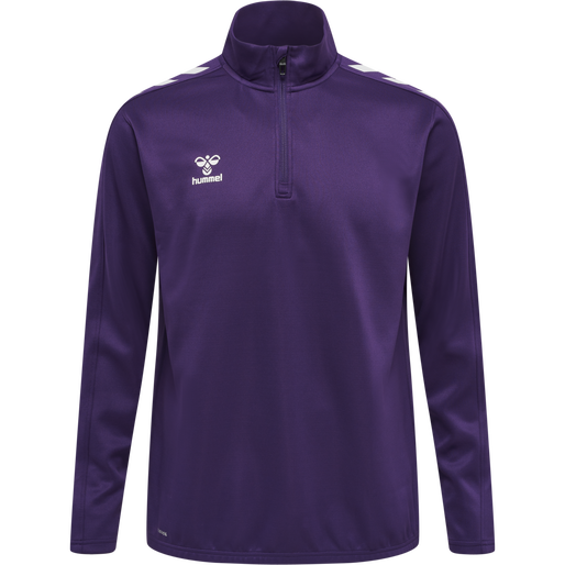 hmlCORE XK HALF ZIP POLY SWEAT, ACAI/WHITE, packshot