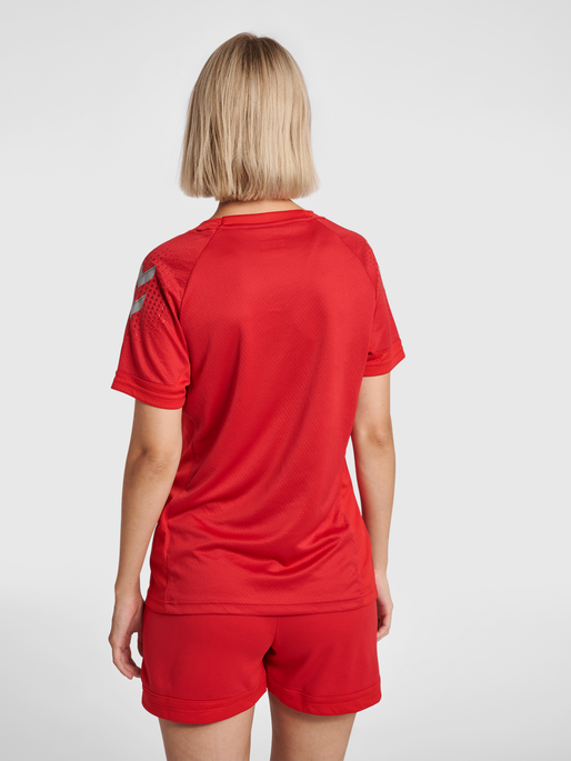 hmlLEAD S/S POLY JERSEY WOMEN, TRUE RED, model