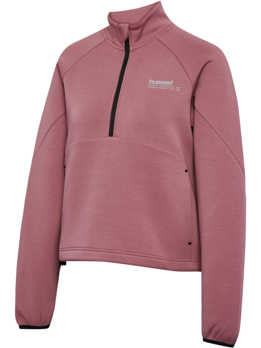 hmlTECH FLEECE WOMEN BOXY HALF ZIP, WISTFUL MAUVE hmlTECH FLEECE WOMEN BOXY HALF ZIP, WISTFUL MAUVE, packshot