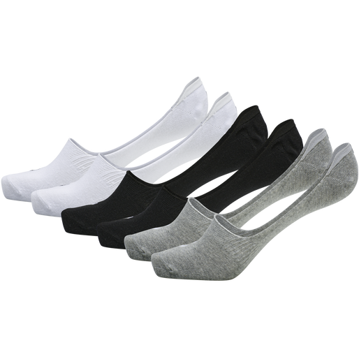hmlCHEVRON 6-PACK NO SHOW SOCKS, WHITE/BLACK/GREY, packshot