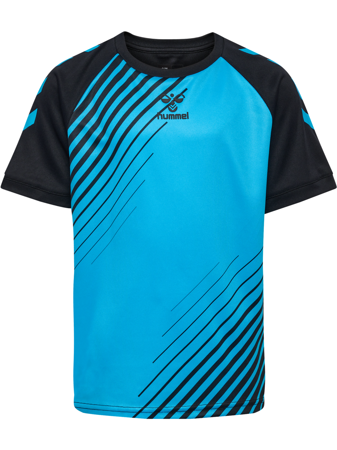 hmlGRAPHIC UNIVERSE JERSEY S/S KIDS, BLACK/NEON BLUE, packshot