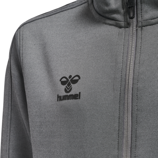 hmlCORE XK POLY ZIP SWEAT KIDS, GREY MELANGE, packshot
