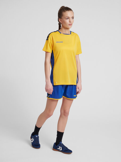 hmlAUTHENTIC POLY JERSEY WOMAN S/S, SPORTS YELLOW/TRUE BLUE, model