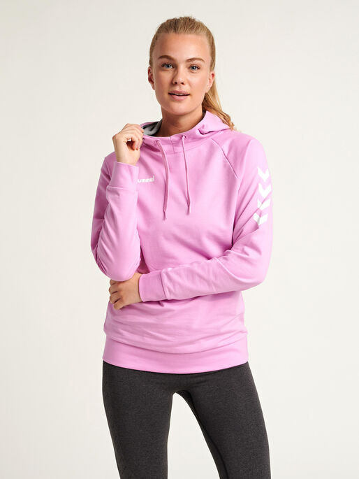 HUMMEL GO COTTON HOODIE WOMAN, ORCHID, model